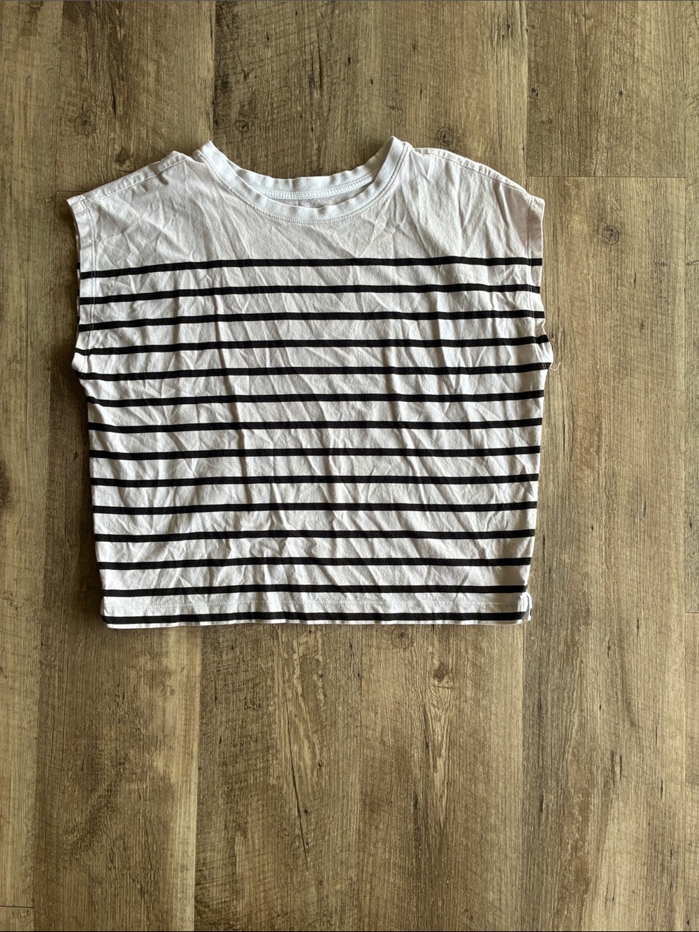 LOFT White & Black Striped Cropped Tank